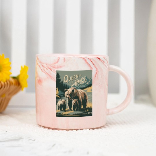Queen of the Tetons Grizzly 399 Vintage Nature Art Marble Mugs