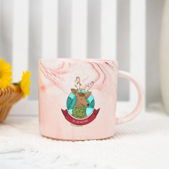 Cozy Reindeer Christmas Cheer Marble Mugs