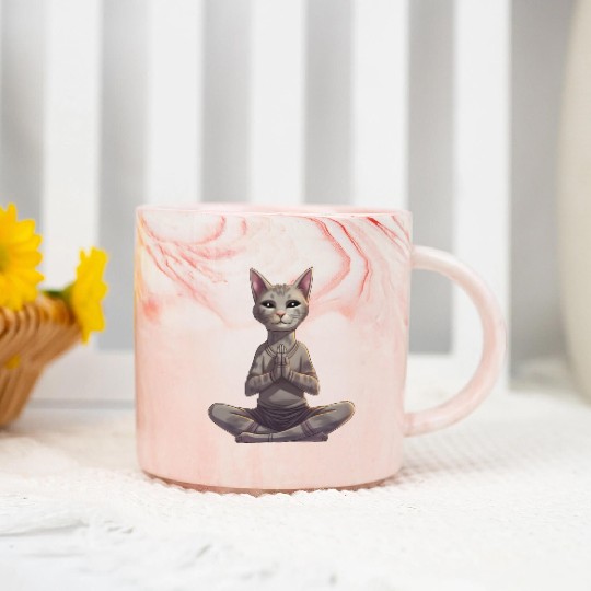 Cat yoga Marble Mugs