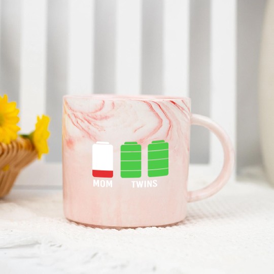 Funny Birthday Mama Twin Mom Low Battery Marble Mugs