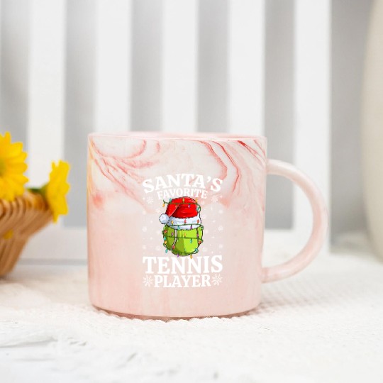 Santa's Favorite Tennis Player Marble Mugs