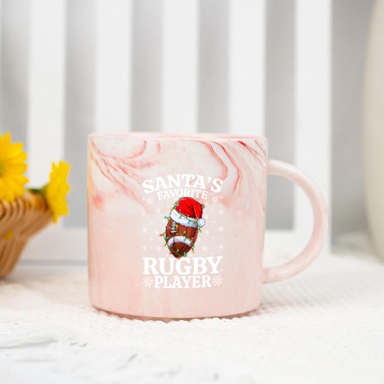 Santa's Favorite Rugby Player Marble Mugs