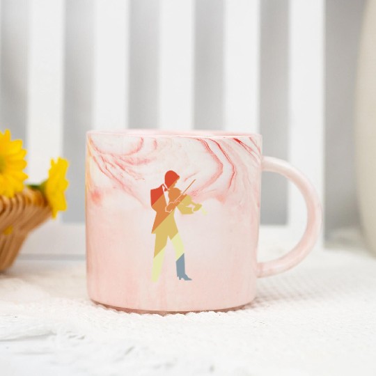 Retro Violin Boy Graphic Marble Mugs