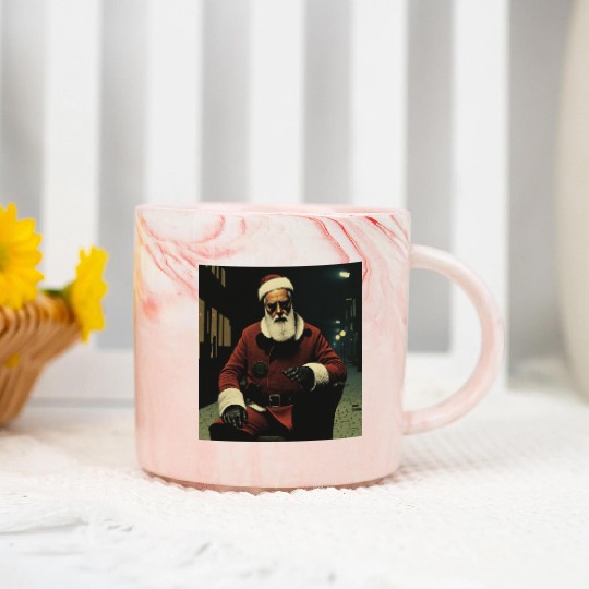 Santa Goes Cyberpunk Marble Mugs