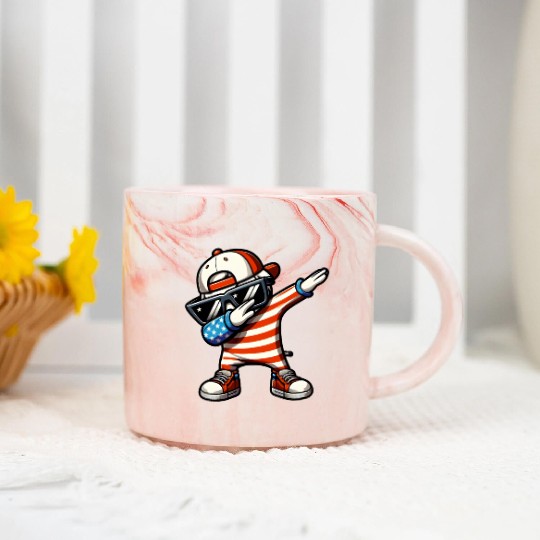 Cool Dabbing USA Flag Funny Patriotic 4th Of July Marble Mugs
