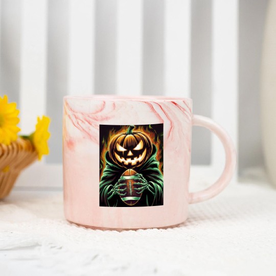 Spooky Halloween Football Jack-O'-Lantern pumpkin Marble Mugs