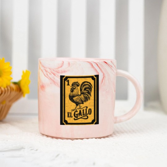 Vintage retro El Gallo Mexican Lottery Card of fan Marble Mugs