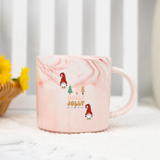 Holly Jolly Vibes Marble Mugs