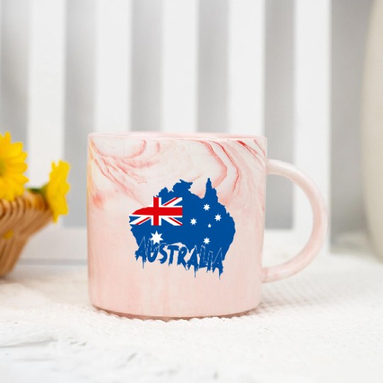Aussie Flag Map Marble Mugs Design