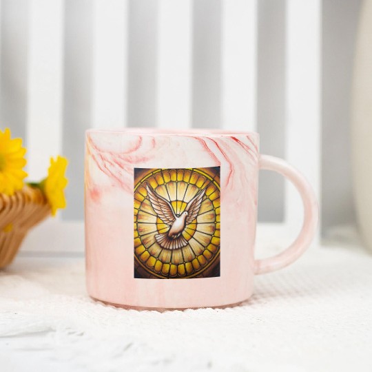 Stained Glass Dove in Flight - Peace & Spiritualit Marble Mugs