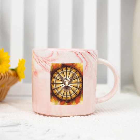 Stained Glass Dove in Flight - Peace & Spiritualit Marble Mugs