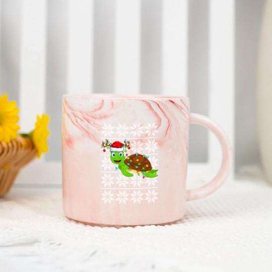 Sea Turtle Christmas Lights Marble Mugs
