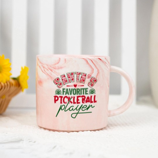 Santa's Favorite Pickleball Player Marble Mugs