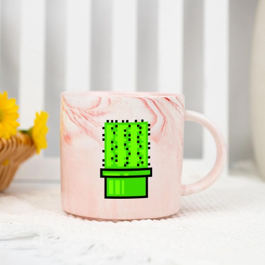 Cactus Cacti Retro Video Game Pixel Flower Pot Marble Mugs