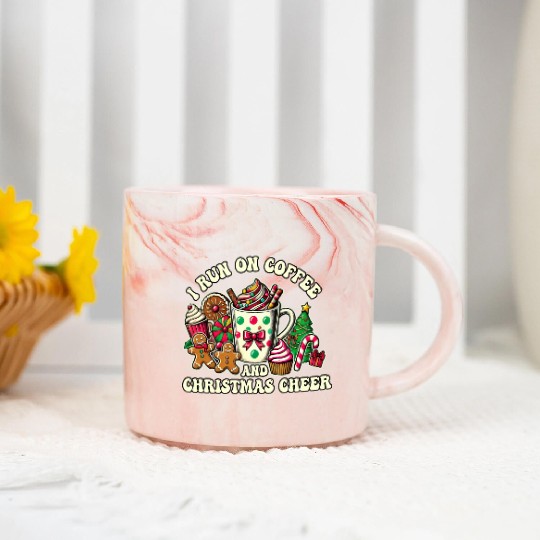 I Run on Coffee and Christmas Cheer Marble Mugs