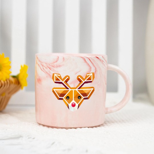 Geometric reindeer head motif in gingerbread style Marble Mugs