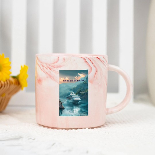 cruise ship Let the Sea set you free Marble Mugs