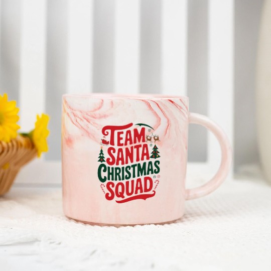 Team Santa Christmas Squad Festive Holiday party Marble Mugs