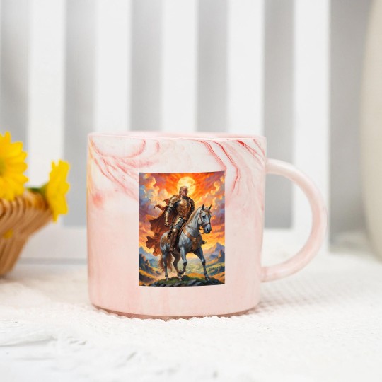 Heroic Trump Warrior in Golden Armor Marble Mugs