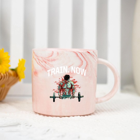 Train Now Workout Motivational Quote Gym Inspirati Marble Mugs