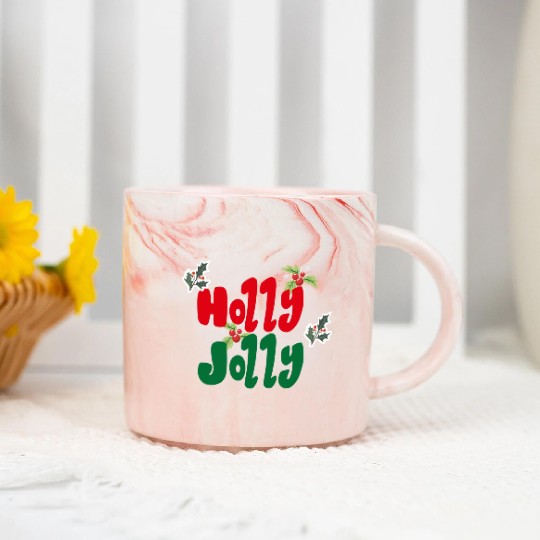 holly jolly Christmas Marble Mugs