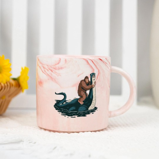 Hilarious Bigfoot & Loch Ness Monster Mashup Gift Marble Mugs
