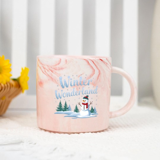 christmas snowman winter wonderland Marble Mugs