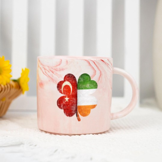 Turkish Irish Shamrock Turkey Ireland Flag Marble Mugs