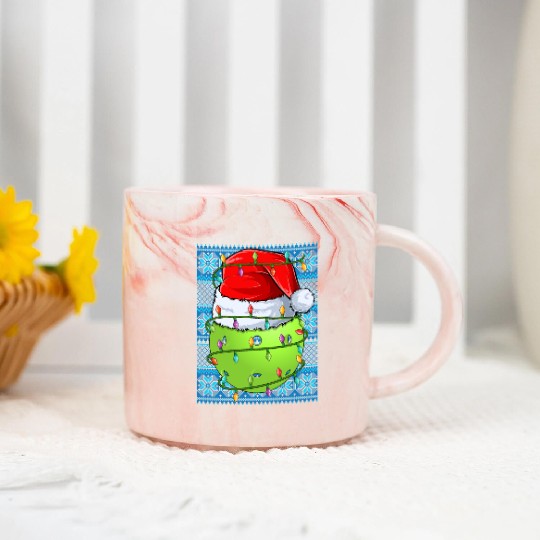 Pickleball Christmas Lights Marble Mugs