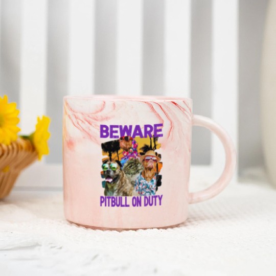 Funny Dog Pitbull Beware Dog Pitbull Lover Gift Marble Mugs