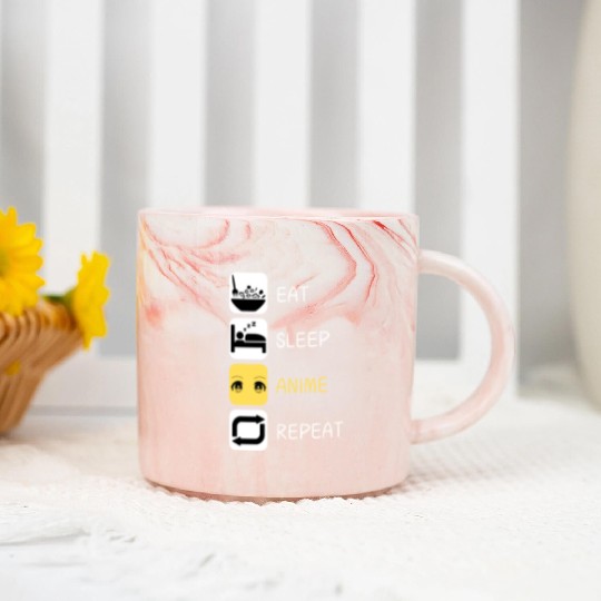 Eat Sleep Anime Repeat Japanese Culture Marble Mugs