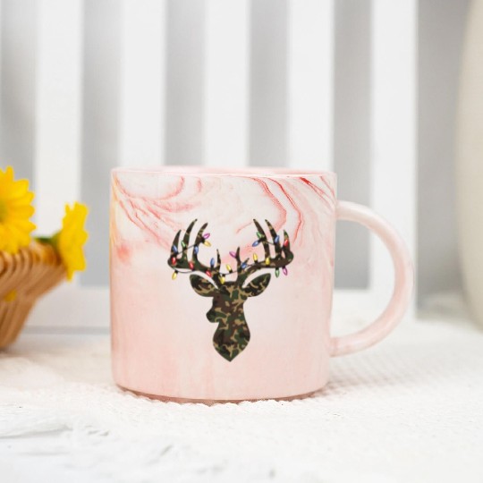 Christmas Holiday Camo Hunting Reindeer Deer Xmas Marble Mugs