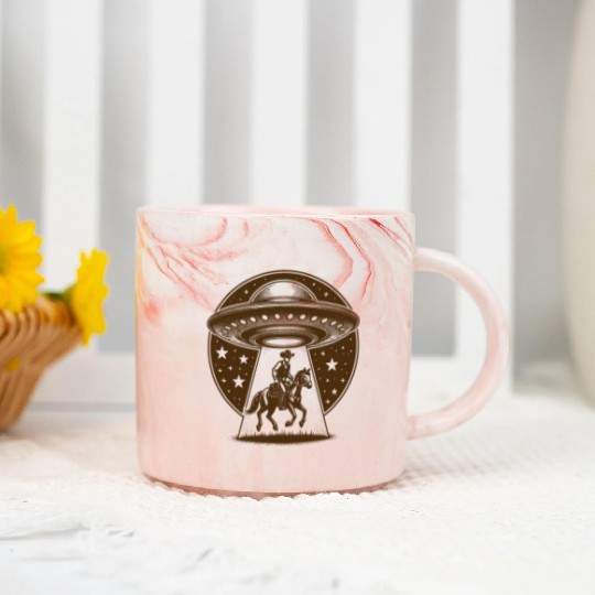 UFO Western Cowboy Marble Mugs