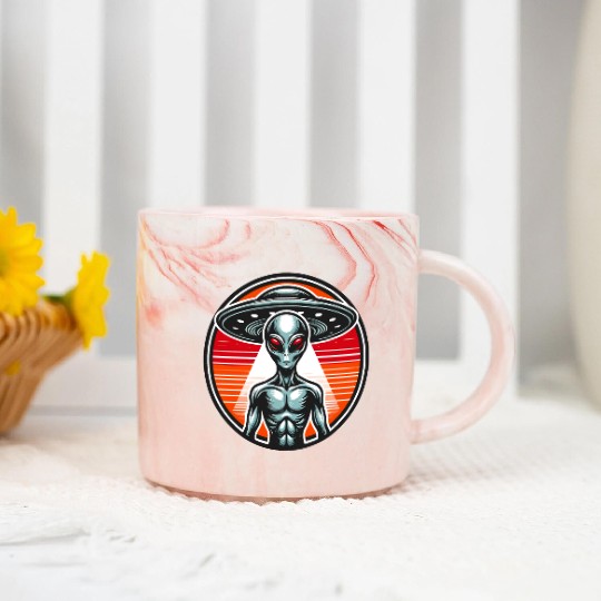 Grey Alien on Mars Marble Mugs