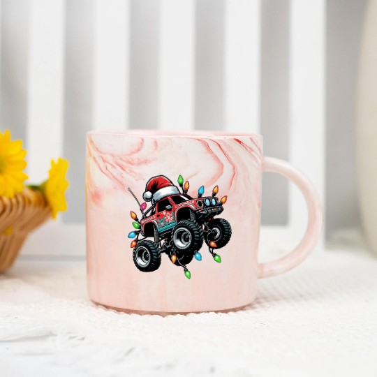 RC Car Racing Christmas Hat Xmas Marble Mugs