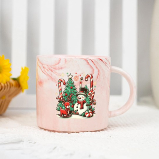 Vintage Christmas Cheer Marble Mugs