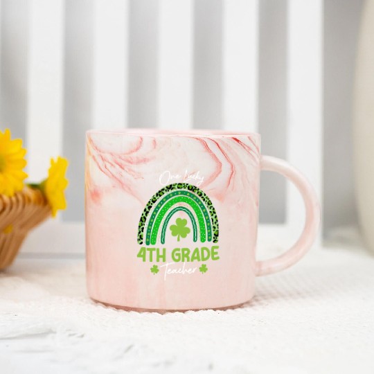 One Lucky 4th Grade Teacher St Patrick's day Marble Mugs