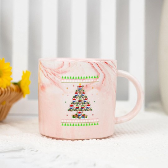 Volleyball Christmas Tree Marble Mugs