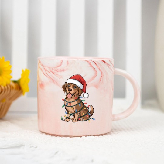 Chesapeake Bay Retriever Christmas Lights Xmas Dog Marble Mugs