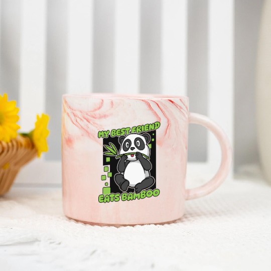 My Best Friend Eats Bamboo Panda Bear Friend Marble Mugs