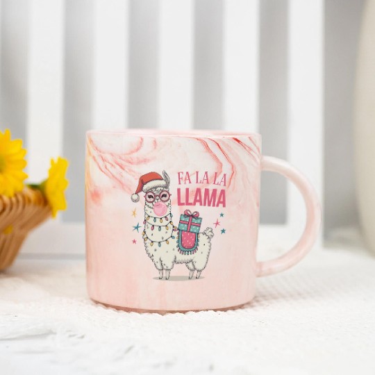 Christmas Llamas, Fa La La Llama Marble Mugs