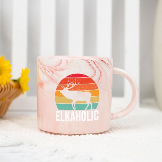 Elk Hunting Elkaholic Hunters Marble Mugs