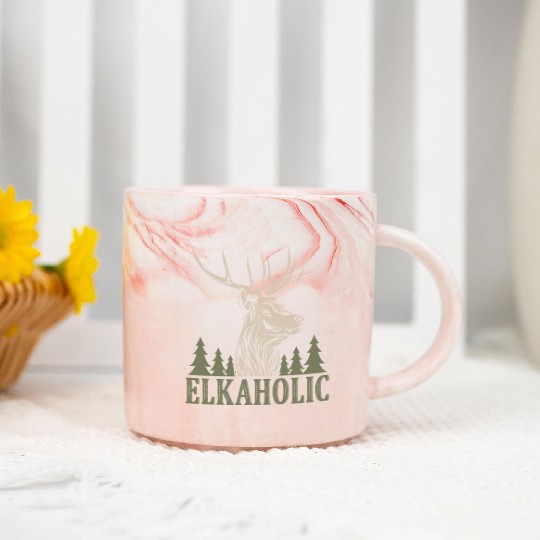 Elk Hunting Elkaholic Hunters Marble Mugs