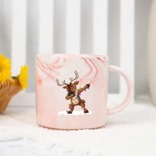 Funny Christmas Dabbing Reindeer Xmas Deer Marble Mugs