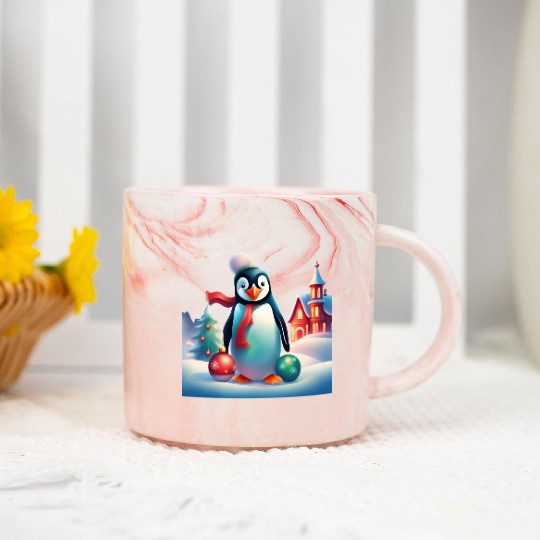 Christmas Merry Christmas For Gift Penguin Snowman Marble Mugs