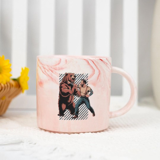 Man vs. Bear – Epic Wilderness Fight Marble Mugs