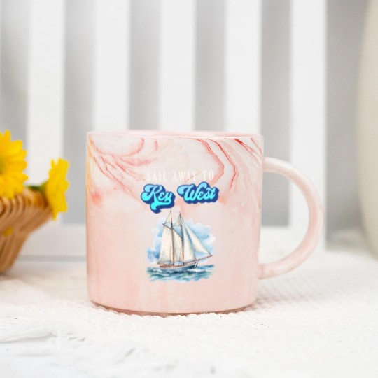 SAIL AWAY TO KEY-WEST Florida Keys Sunshine-State Marble Mugs