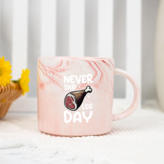 Never Skip Leg Day Beef Funny Food Gym Marble Mugs