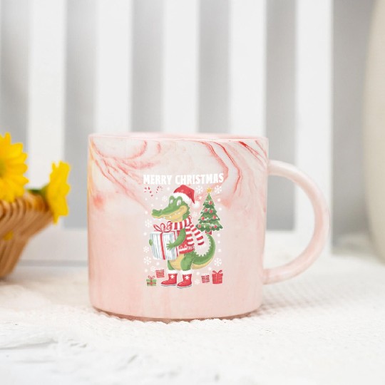 Christmas Alligator Cheer Marble Mugs