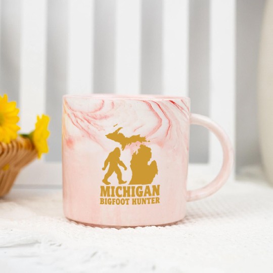 Michigan Bigfoot Hunter - Funny Sasquatch Lover Marble Mugs
